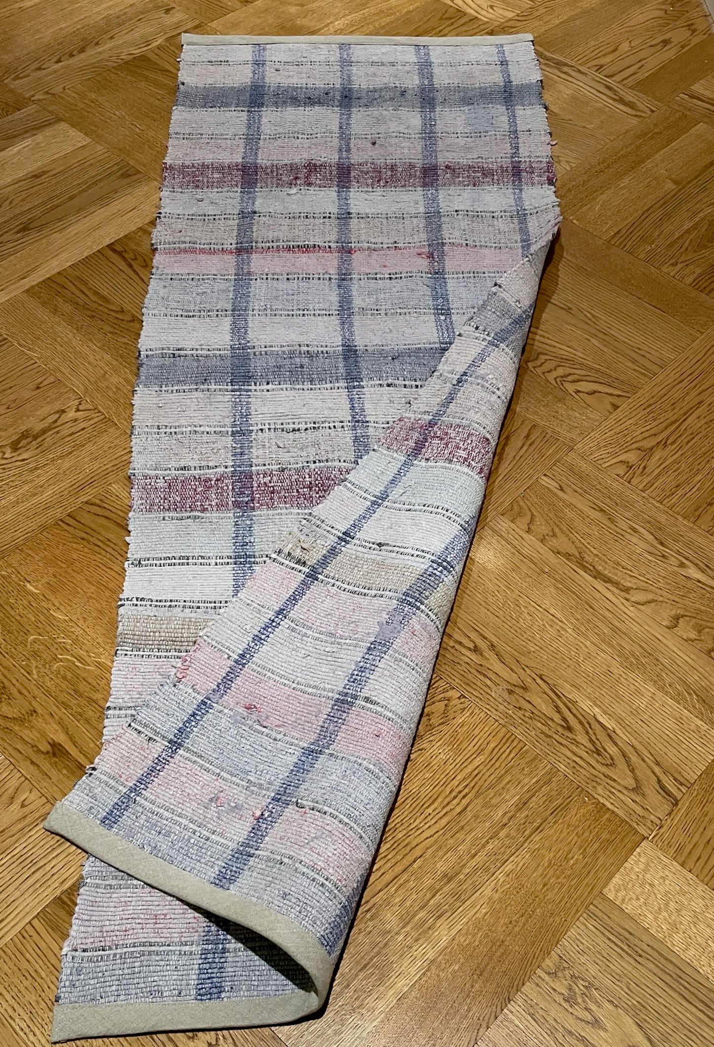 
                  
                    blue grey pink rustic rug floor runner cotton rag rug vintage washable trasmatta kitchen mat
                  
                