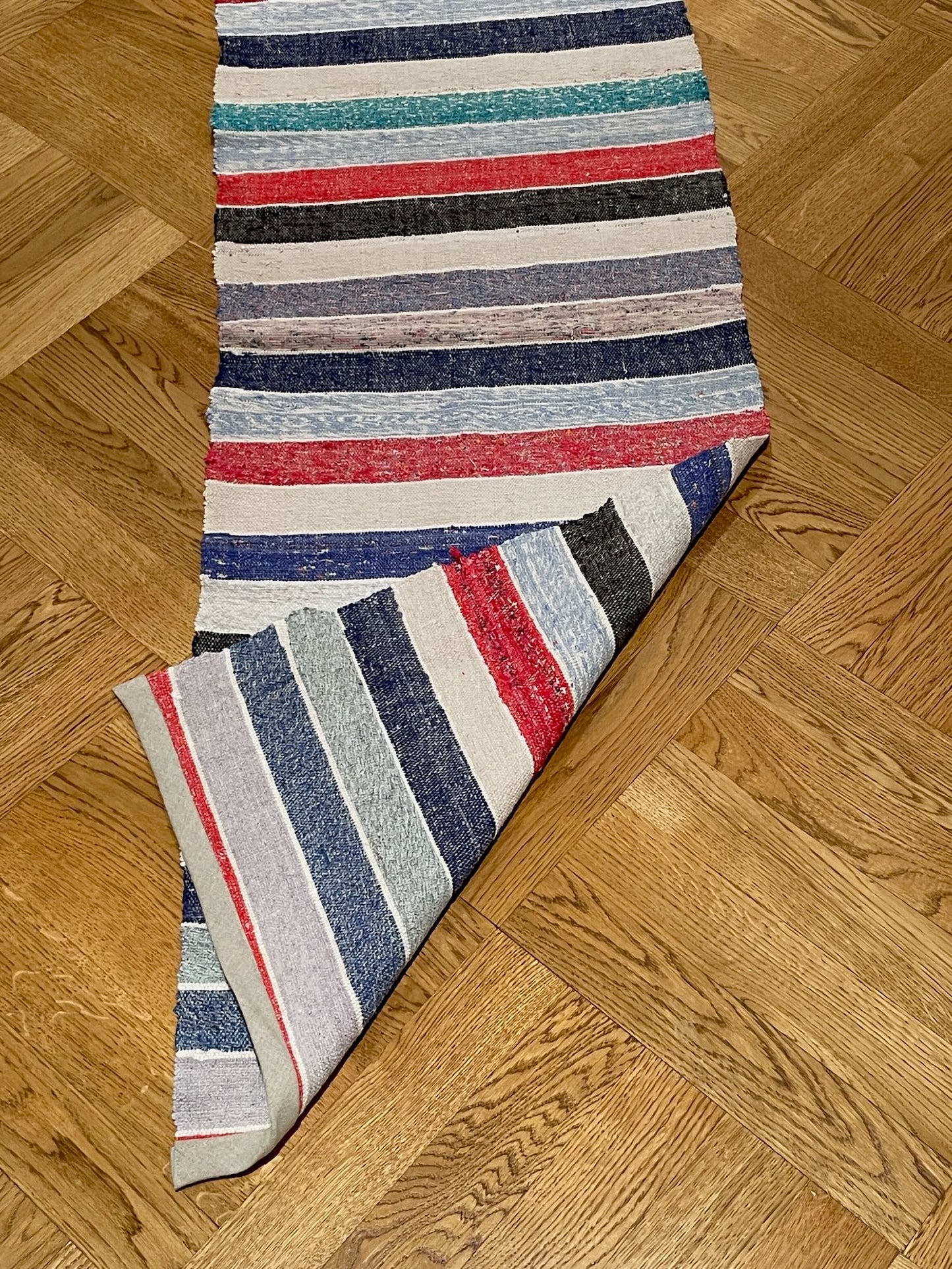 
                  
                    long rag rug striped floor runner cotton trasmatta washable kitchen hall bath carpet mat red blue
                  
                