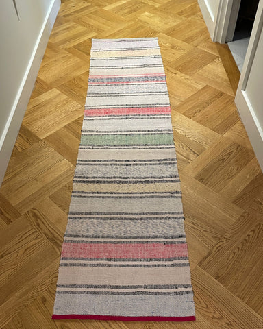 striped long floor runner washable cotton rag rug kitchen mat hallway carpet blue red yellow stripes