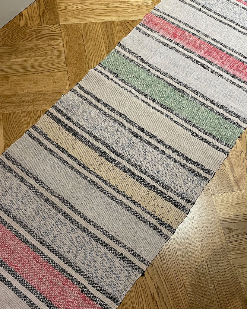 striped long floor runner washable cotton rag rug kitchen mat hallway carpet blue red yellow stripes