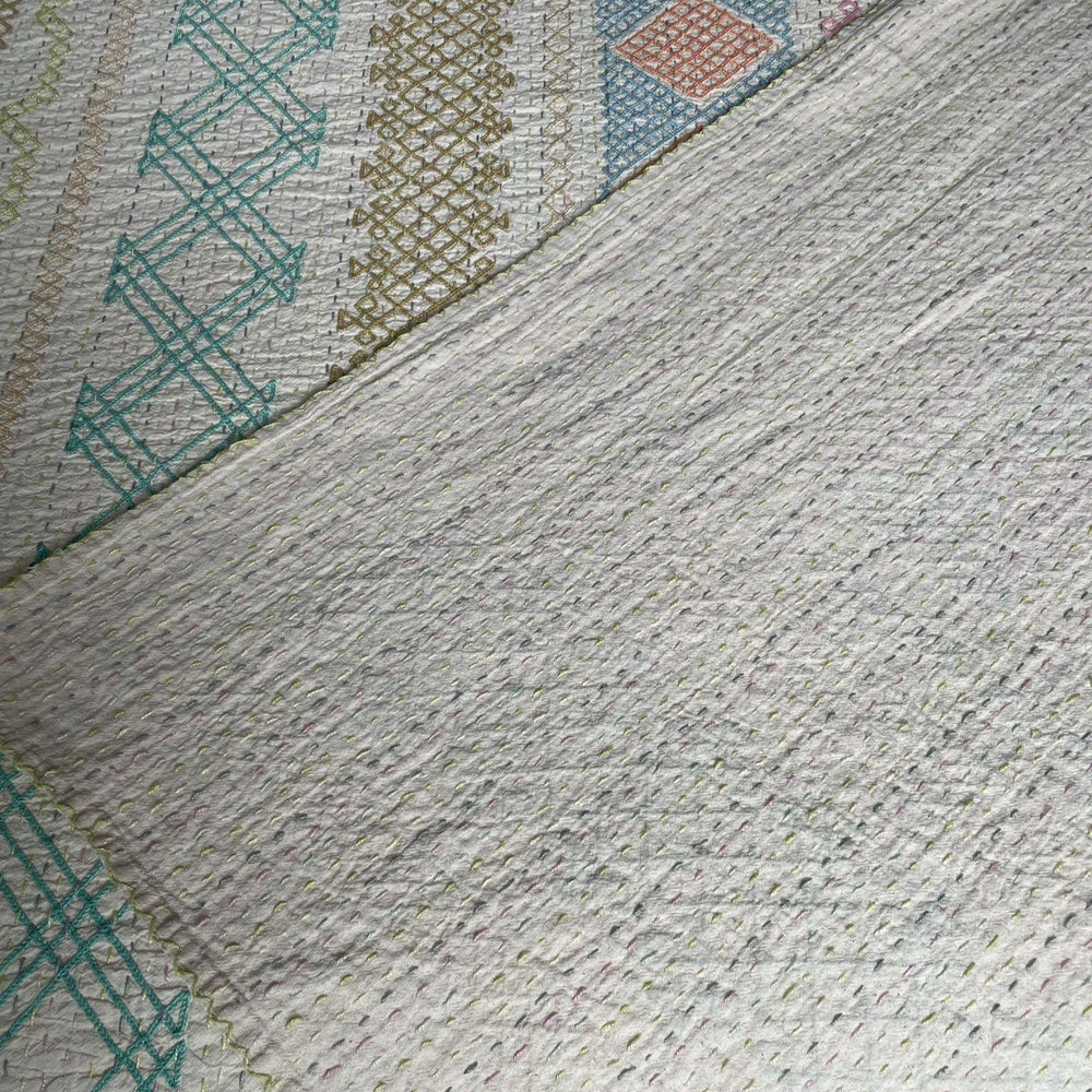 
                  
                    embroidered ralli kantha quilt pastel colour bedspread cotton comforter large king size bedcover
                  
                