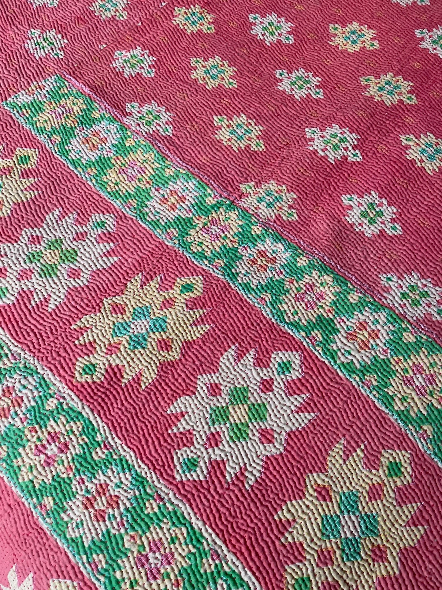 
                  
                    coral red pink green kantha quilt sofa throw cotton comforter bedspread washable single 
                  
                