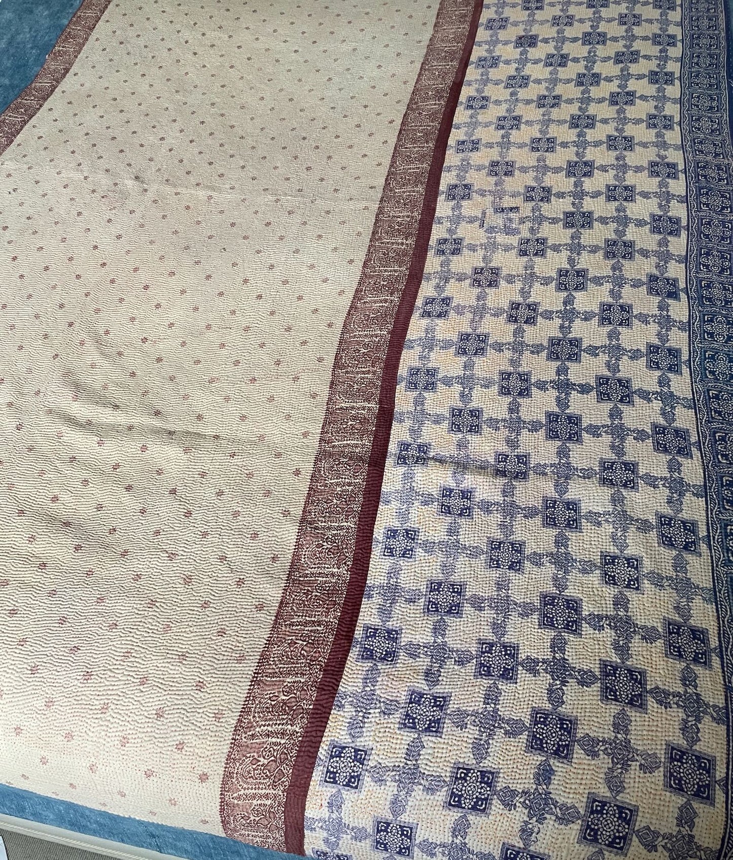 
                  
                    coral red pink green kantha quilt sofa throw cotton comforter bedspread washable single 
                  
                