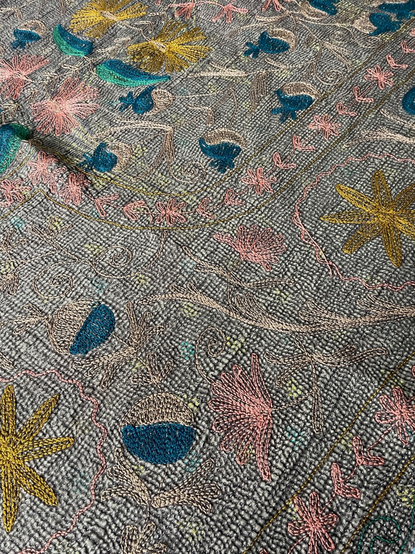 
                  
                    green pink blue suzani quilt sofa throw kantha bedspread small single double washable cotton
                  
                