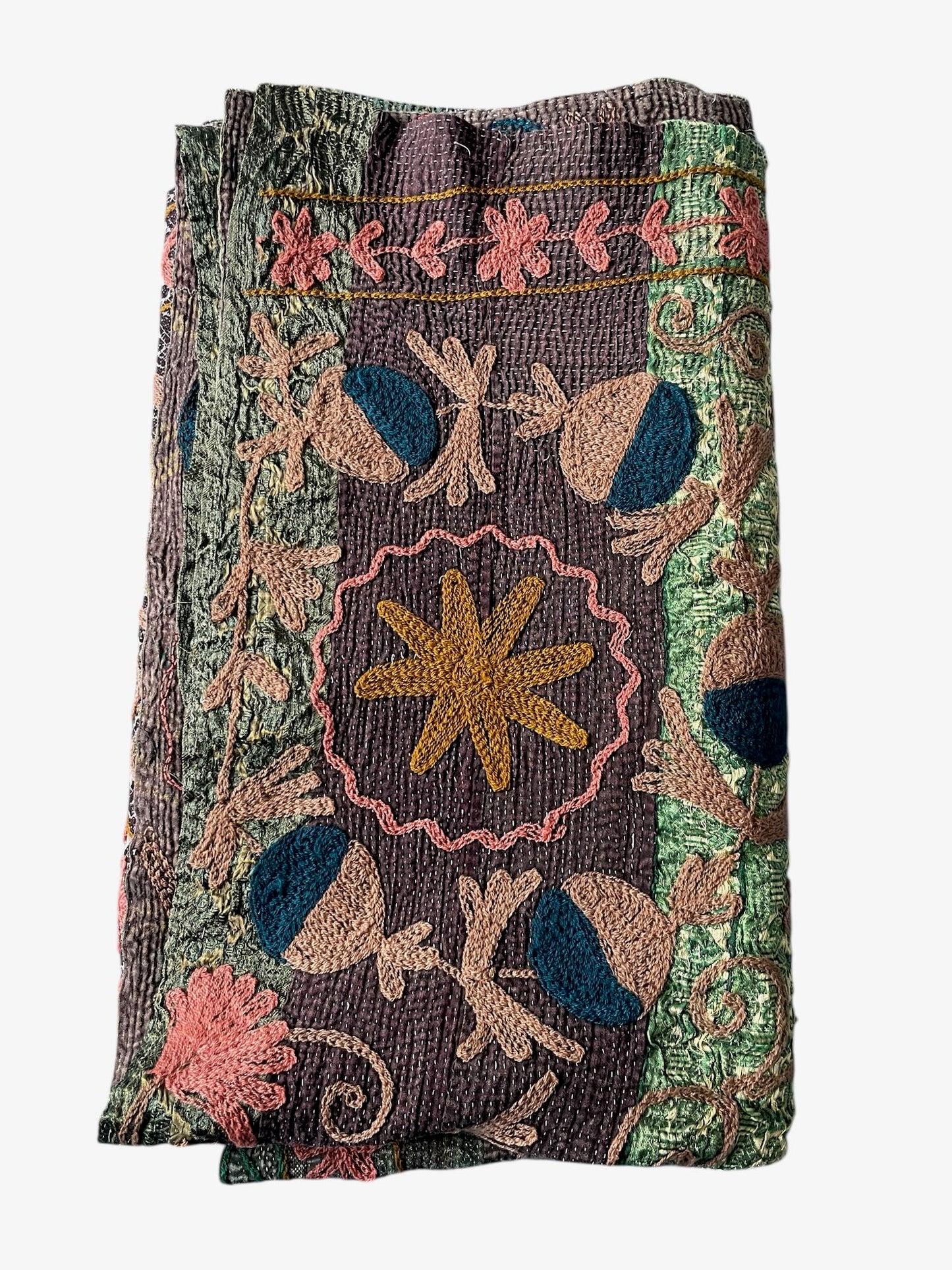 
                  
                    Vintage Kantha Throw with Suzani Embroidery 457
                  
                