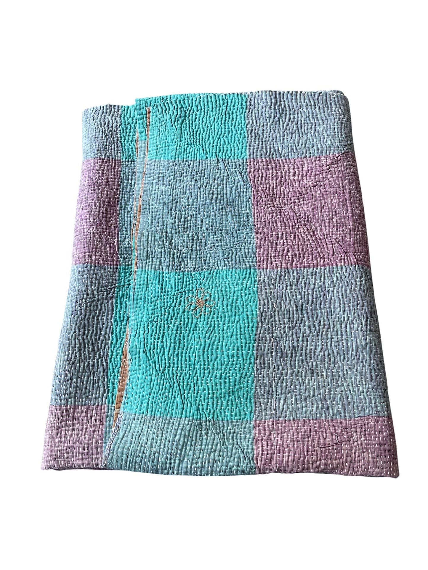 
                  
                    blue purple check kantha quilt picnic blanket cotton comforter washable large bedspread
                  
                