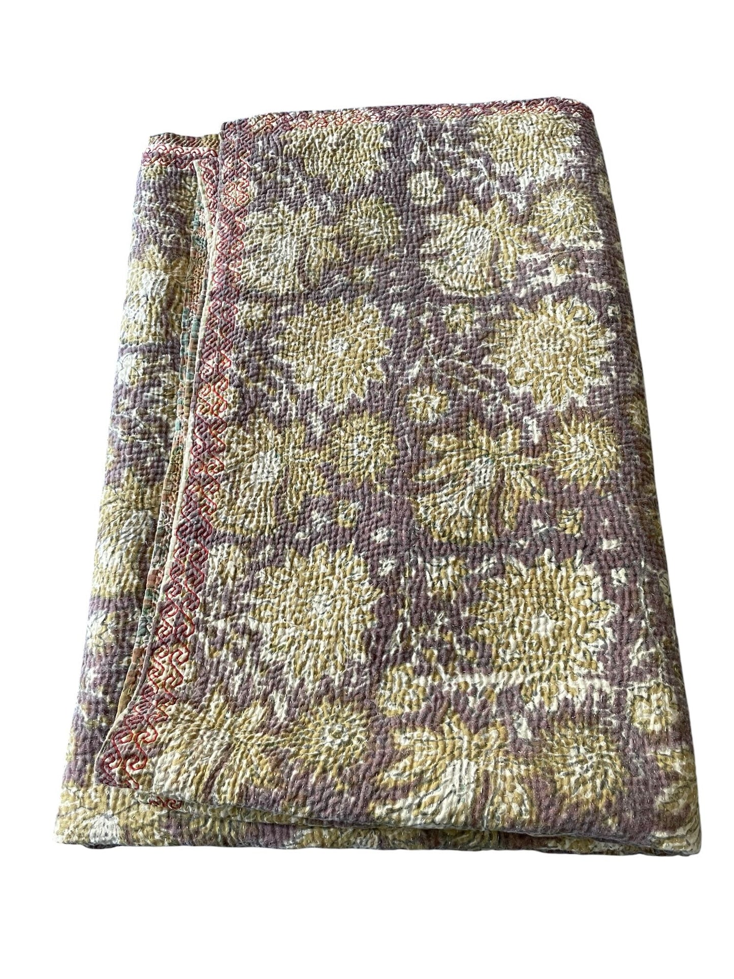 
                  
                    brown mustard colour bedspread kantha quilt block printed cotton comforter arge sofa throw boho 
                  
                