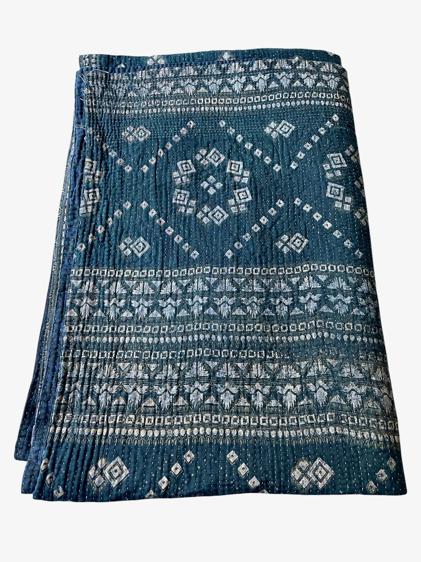 
                  
                    deep blue indigo navy quilt throw light weight bedspread washable hand stitched cotton comforter
                  
                