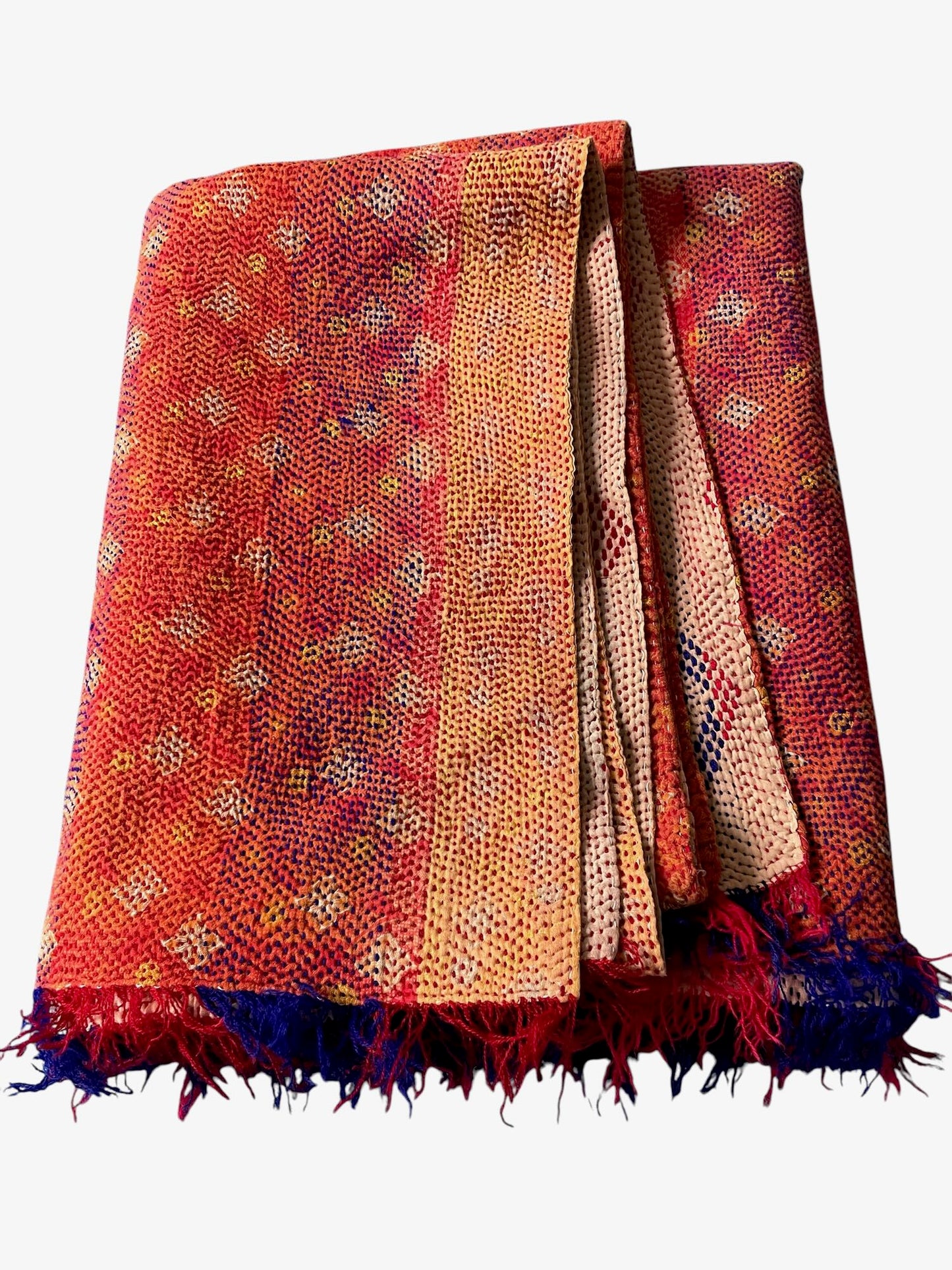 
                  
                    dark orange pale pink embroidered kantha quilt sofa throw washable cotton bedspread single
                  
                