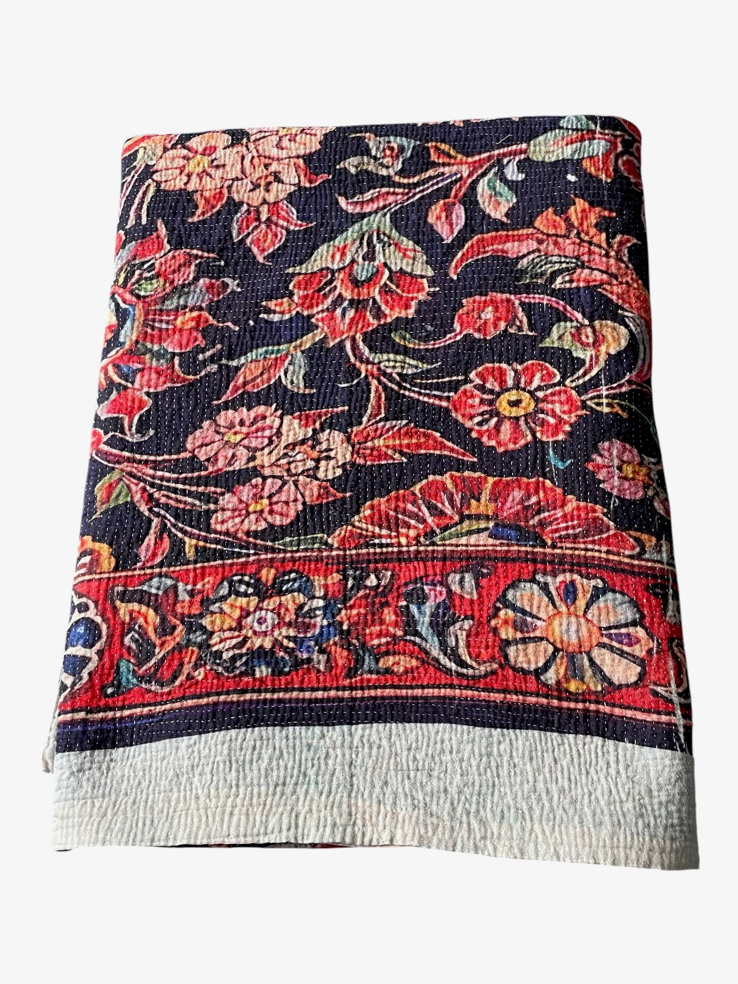 
                  
                    persian carpet patterned kantha quilt dark red black rug like bedspread cotton washable single size
                  
                