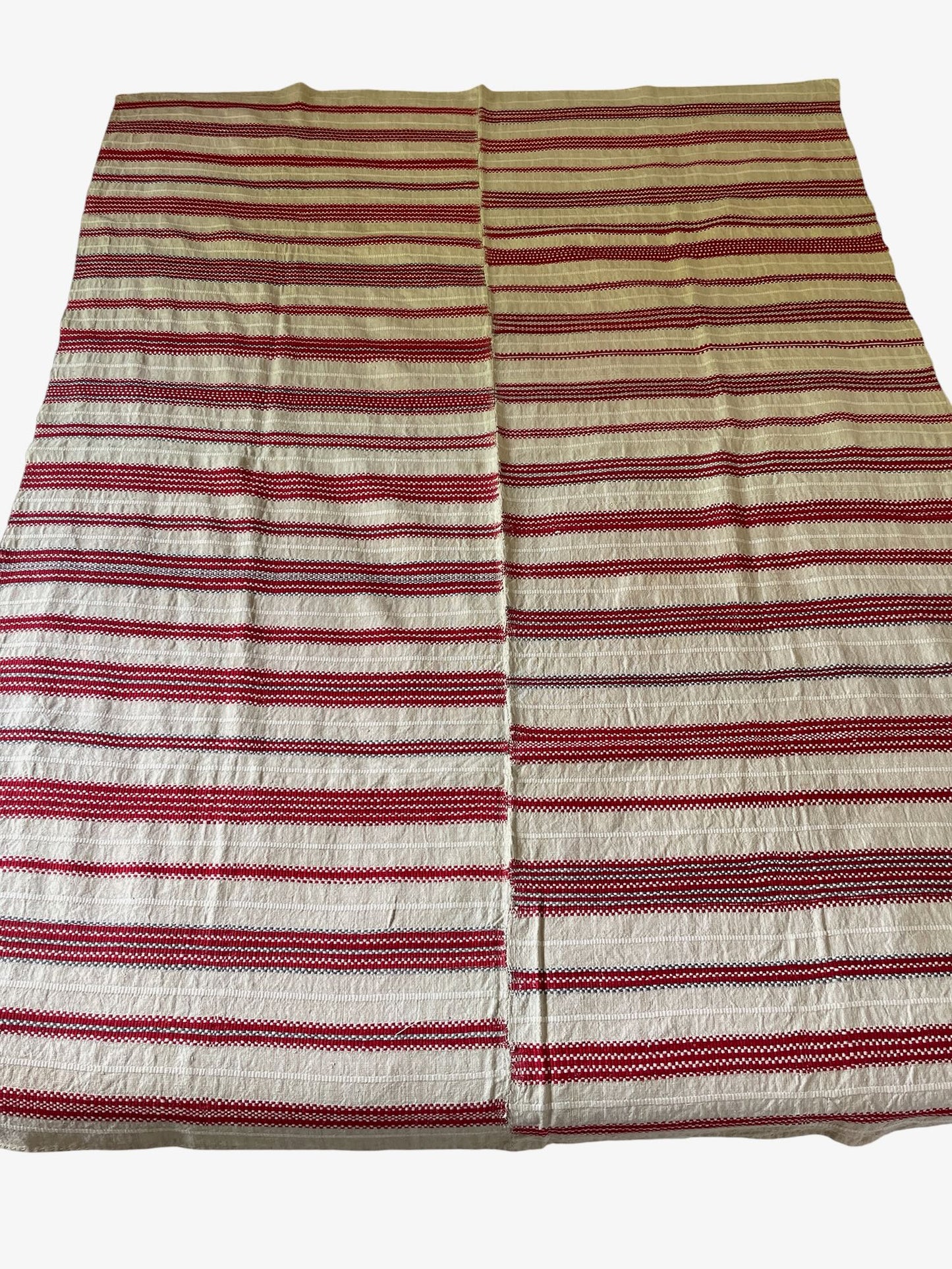 
                  
                    red white cream blue stripe woven textile east european upholstery fabric sewing material washable
                  
                