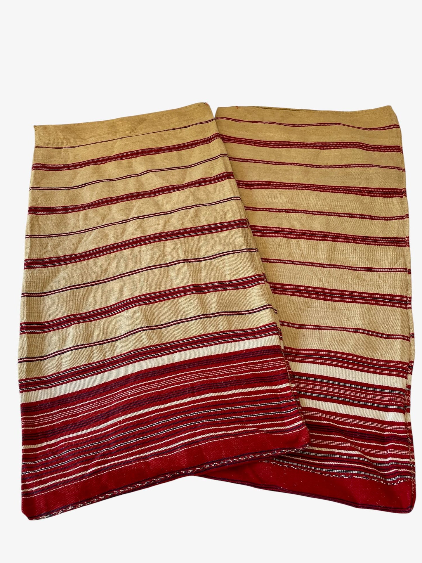 
                  
                    red blue beige striped burlap pillow cover for upholstery cushions rustic east european textile
                  
                