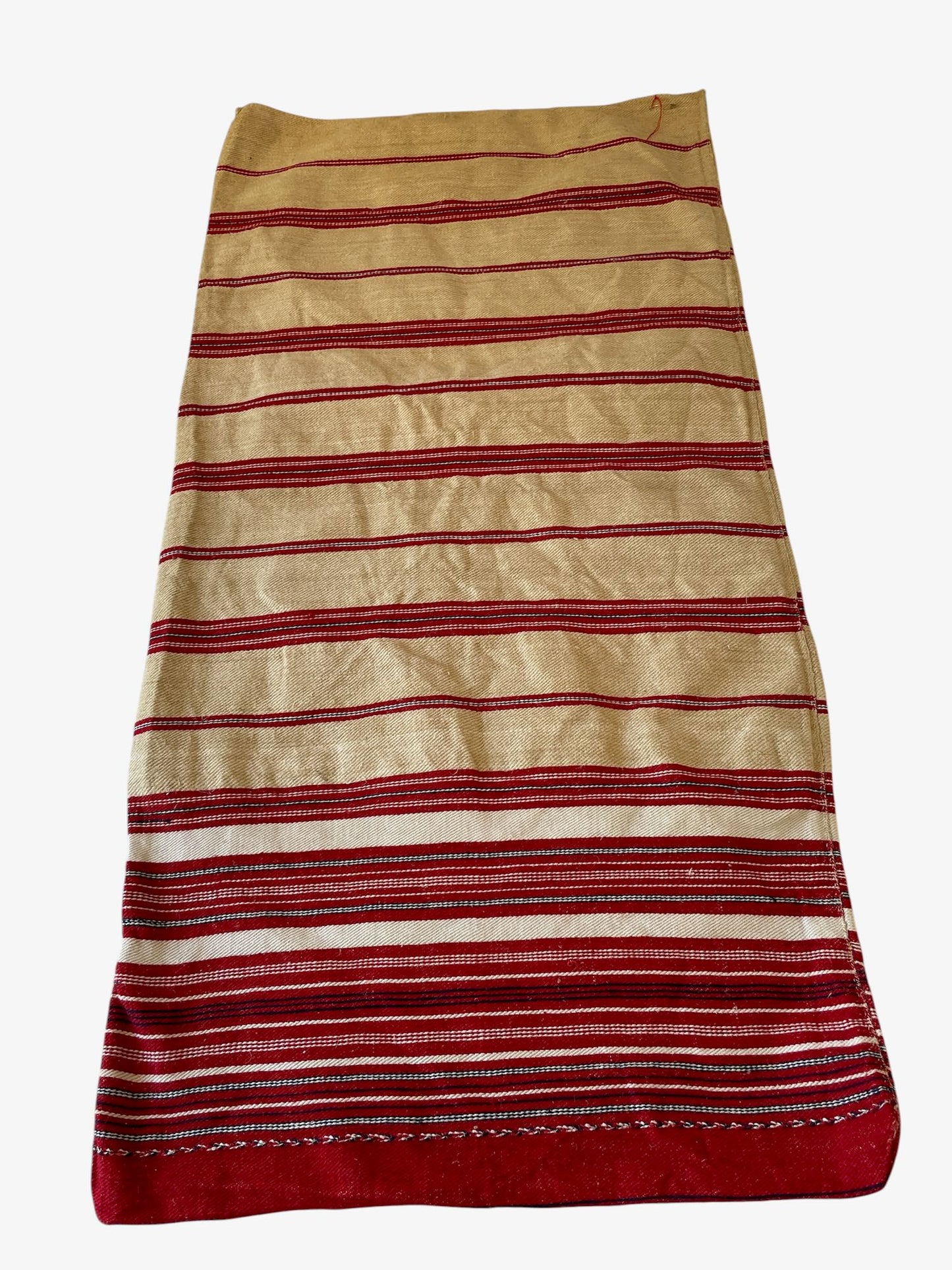 red blue beige striped burlap pillow cover for upholstery cushions rustic east european textile