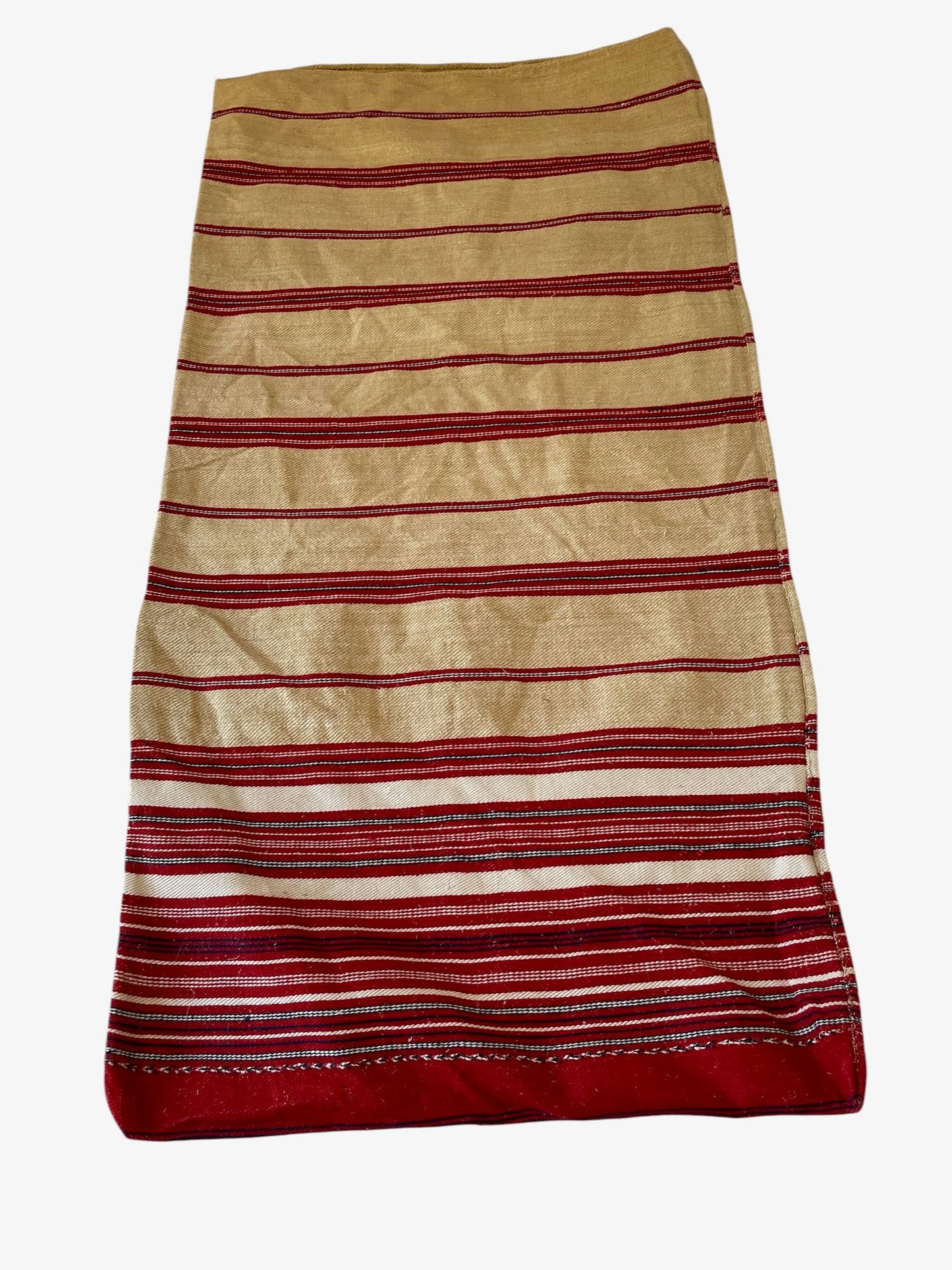 
                  
                    red blue beige striped burlap pillow cover for upholstery cushions rustic east european textile
                  
                