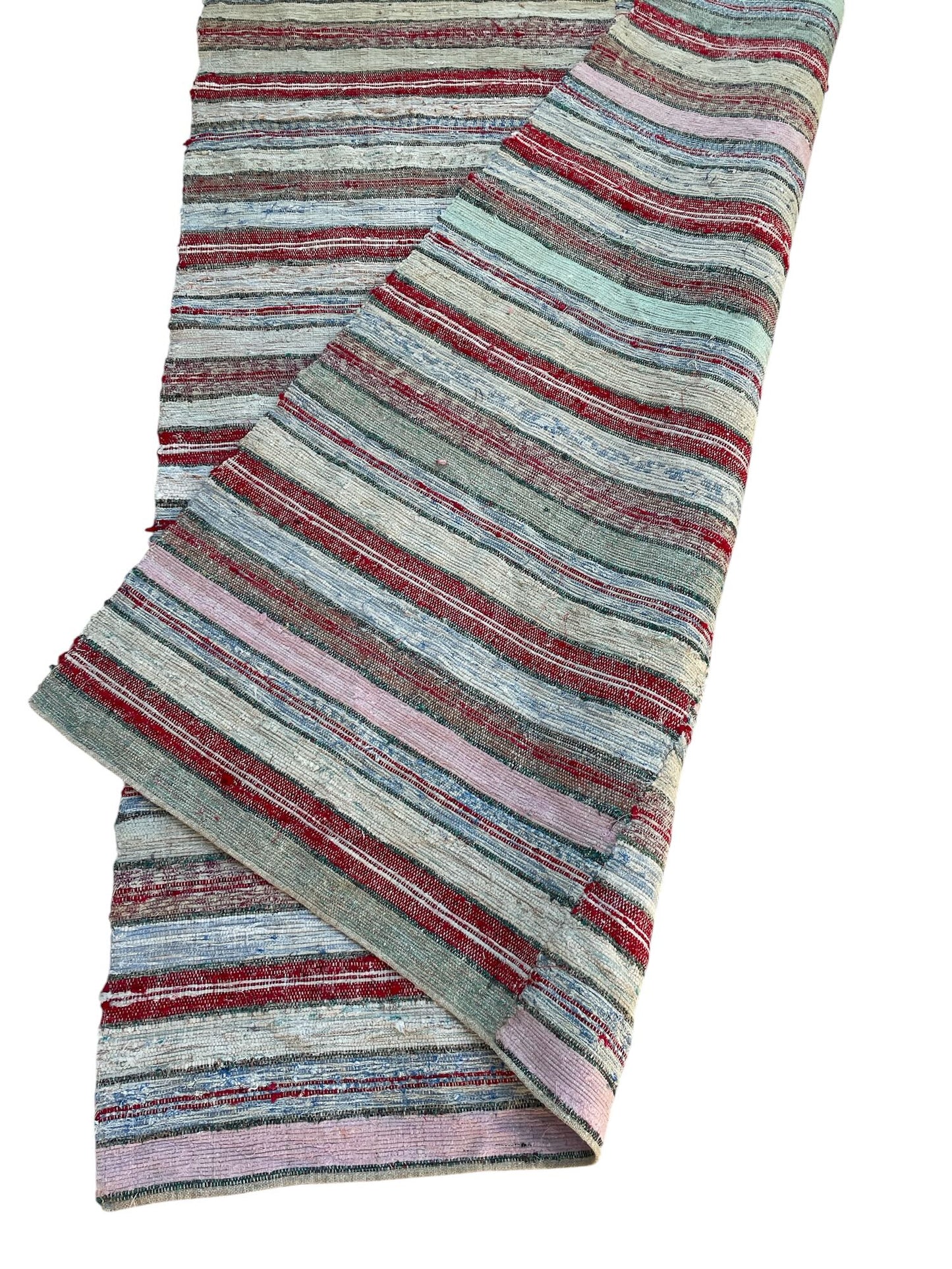 
                  
                    striped colourful rag rug vintage hungarian floor mat cotton washable pink blue grey 
                  
                