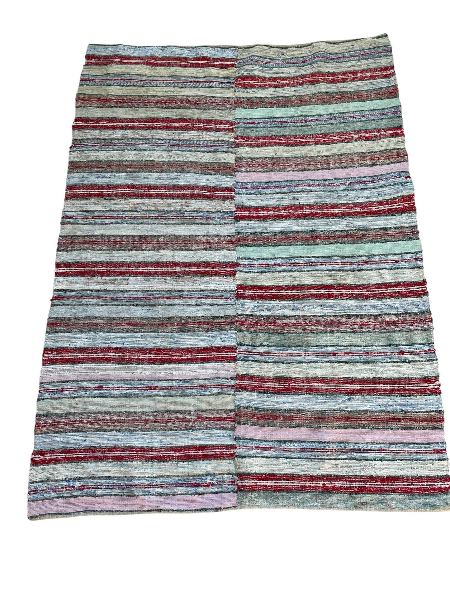 
                  
                    striped colourful rag rug vintage hungarian floor mat cotton washable pink blue grey 
                  
                