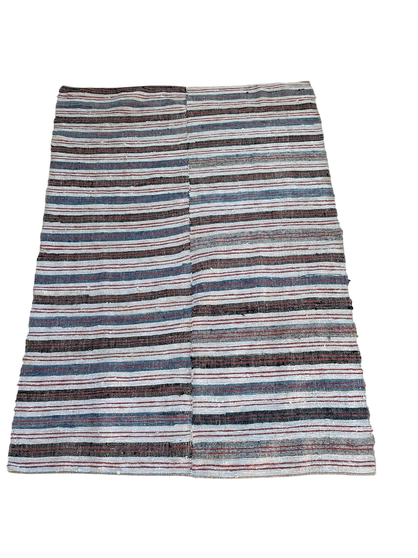 striped indigo blue red grey rag rug cotton vintage rustic floor mat washable wide trasmatta