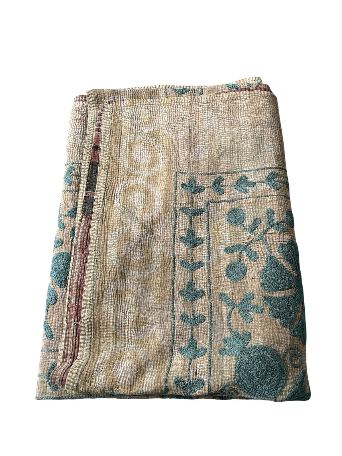 
                  
                    Vintage Kantha Throw with Suzani Embroidery 512
                  
                
