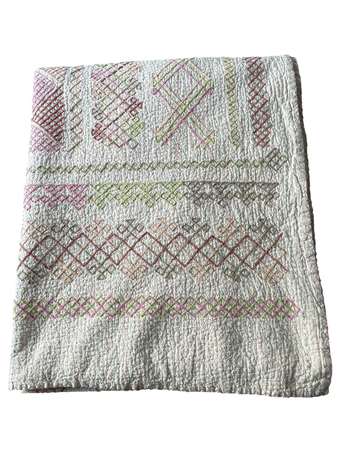 
                  
                    pastel colour ralli quilt embroidered bedspread pink apricot green cotton washable comforter
                  
                