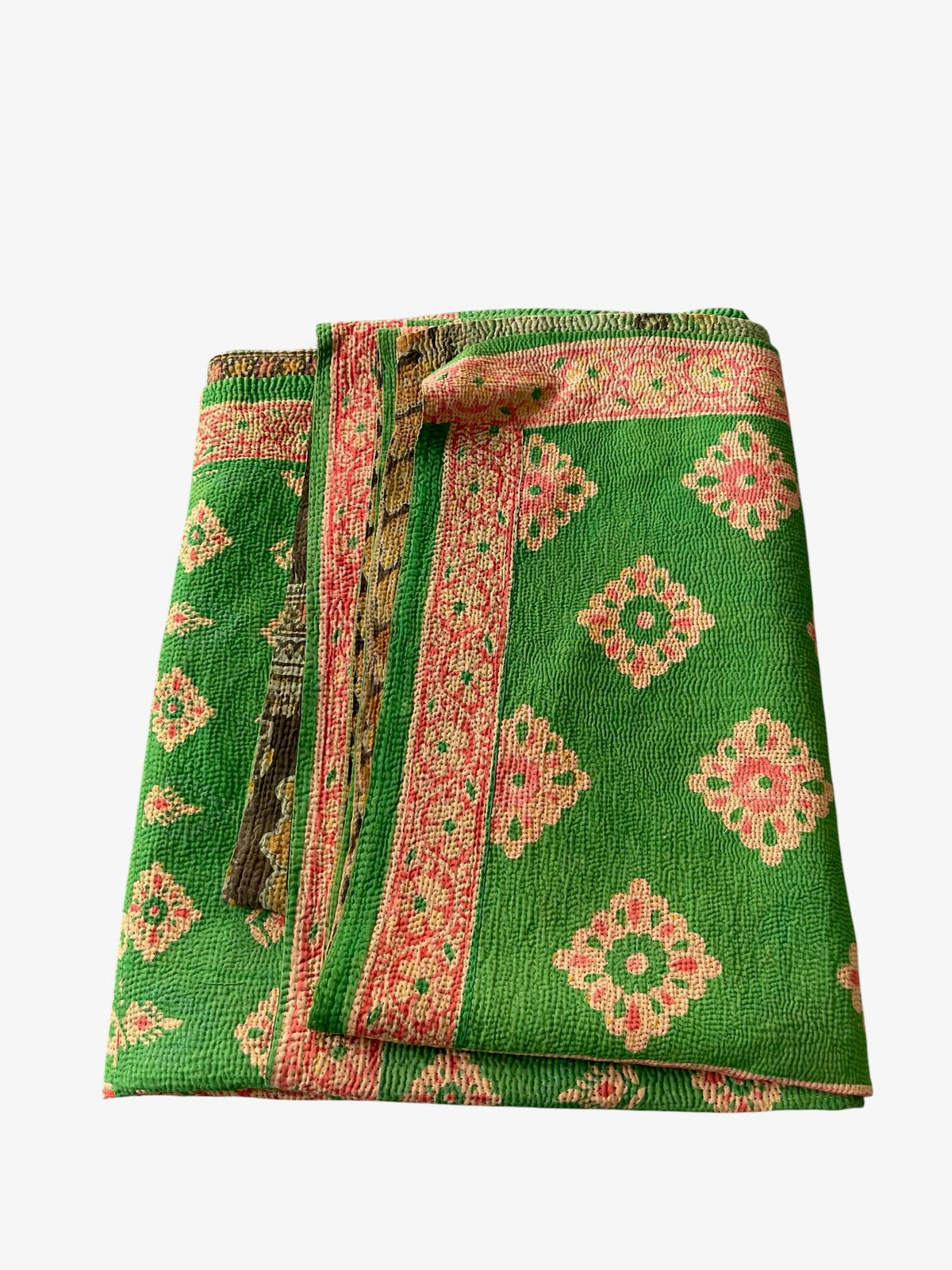 
                  
                    bright green red coral floral vintage kantha quilt single bedspread cotton washable comforter
                  
                