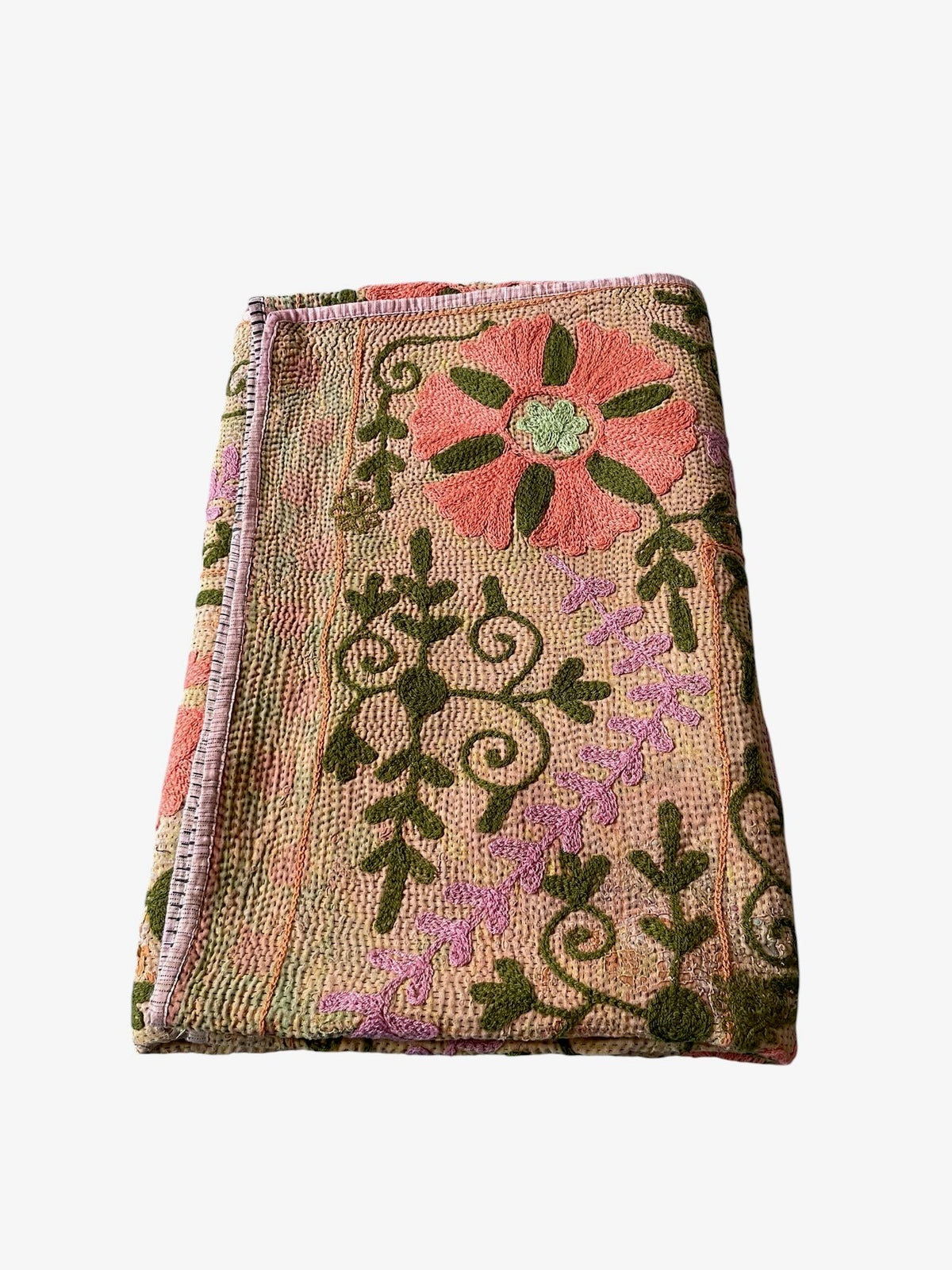 
                  
                    dusky pink rose brown coral kantha quilt uk embroidered suzani sofa throw cotton comforter washable
                  
                