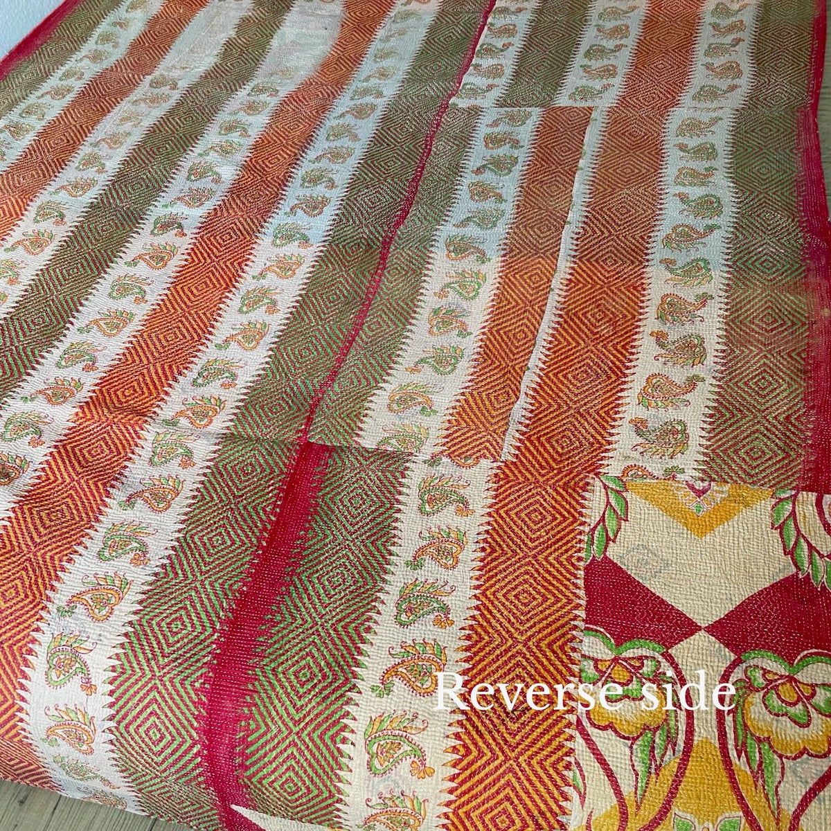 
                  
                    apple green plaster pink single bedspread vintage kantha quilt floral pattern cotton washable uk
                  
                