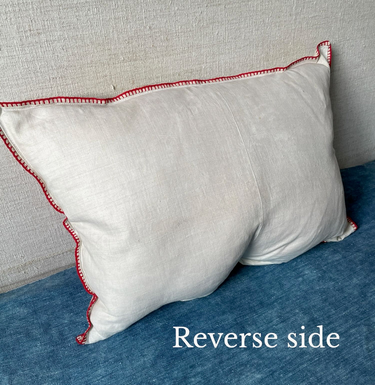
                  
                    red cream embroidery cushion folk textile irasos pillow hand stitched large vintage couch pillow 
                  
                