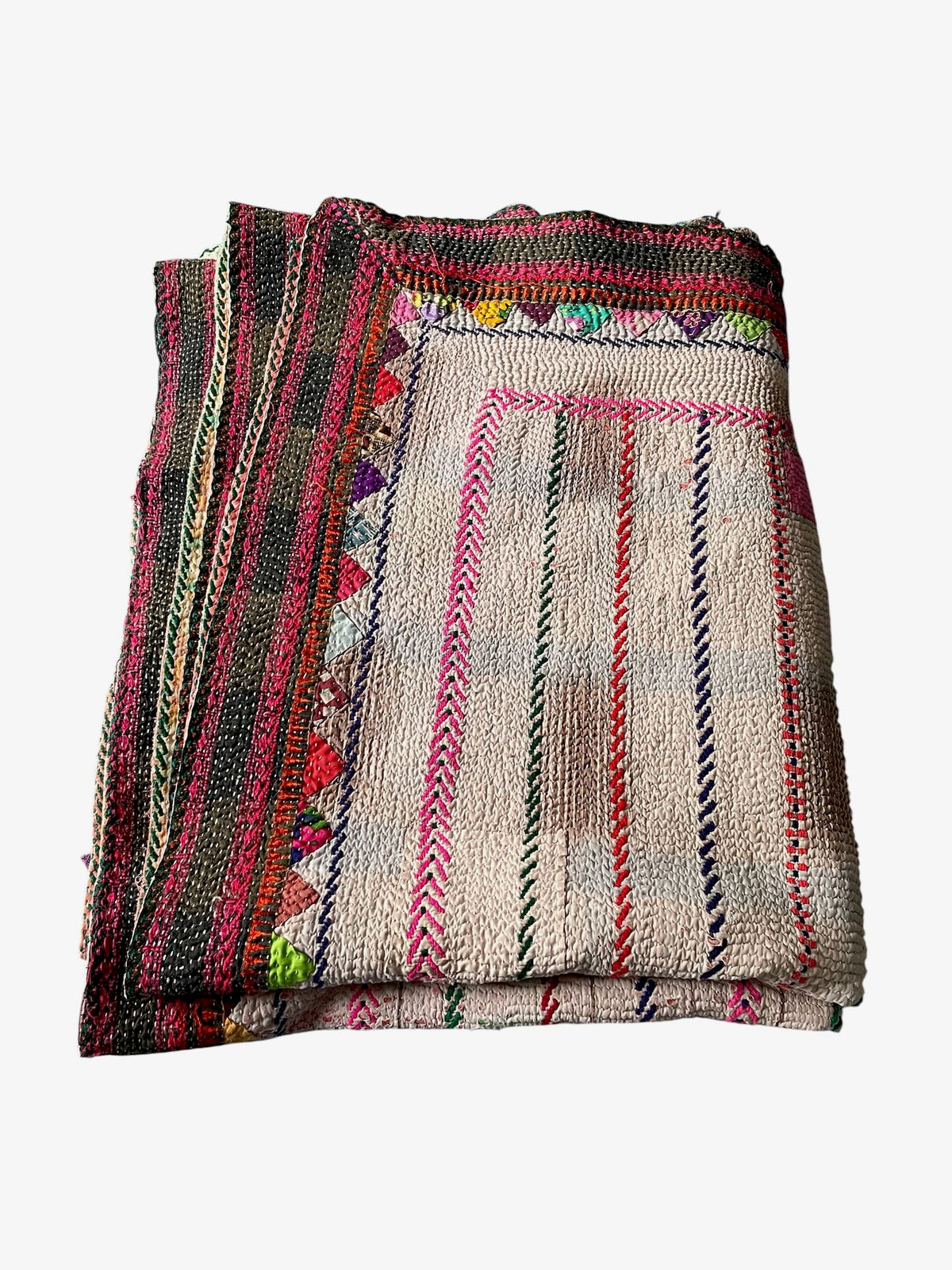 
                  
                    pale pink green embroidered kantha quilt cotton sofa throw cotton bedspread washable uk
                  
                