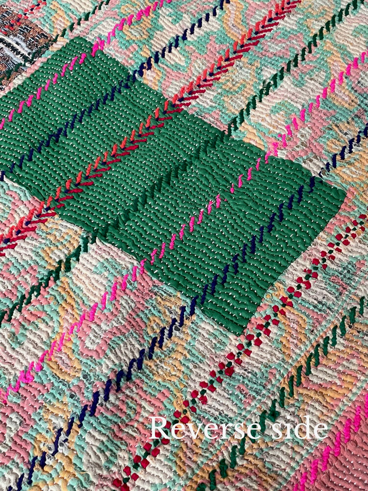 
                  
                    pale pink green embroidered kantha quilt cotton sofa throw cotton bedspread washable uk
                  
                