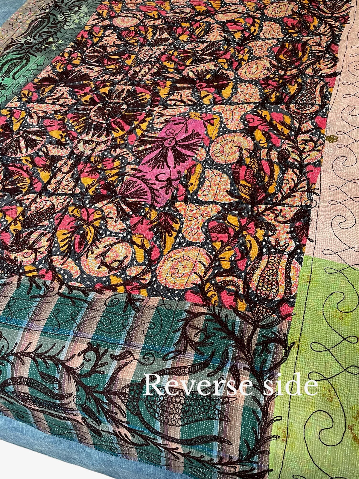 
                  
                    jade green embroidered suzani style kantha quilt cotton bedcover washable sofa throw UK
                  
                