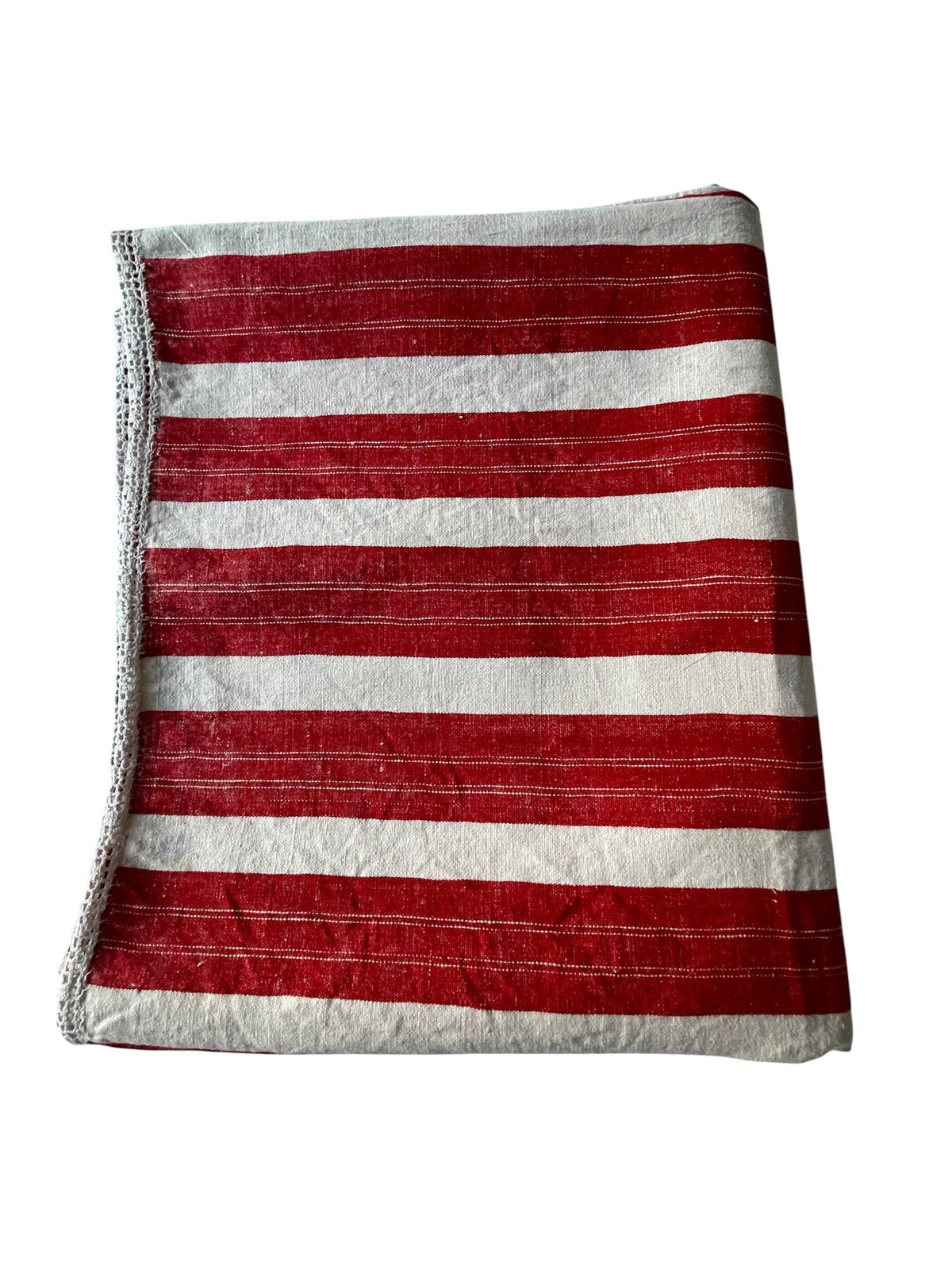 
                  
                    red white striped rustic textile  narrow loom east european cotton and hemp upholstery fabric
                  
                