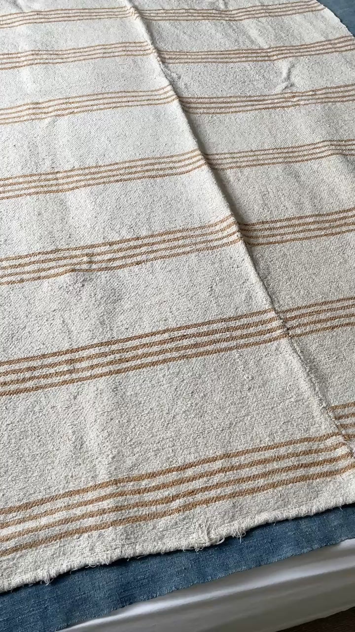 
                  
                    Load and play video in Gallery viewer, Striped Hemp Throw Upholstery Fabric
                  
                