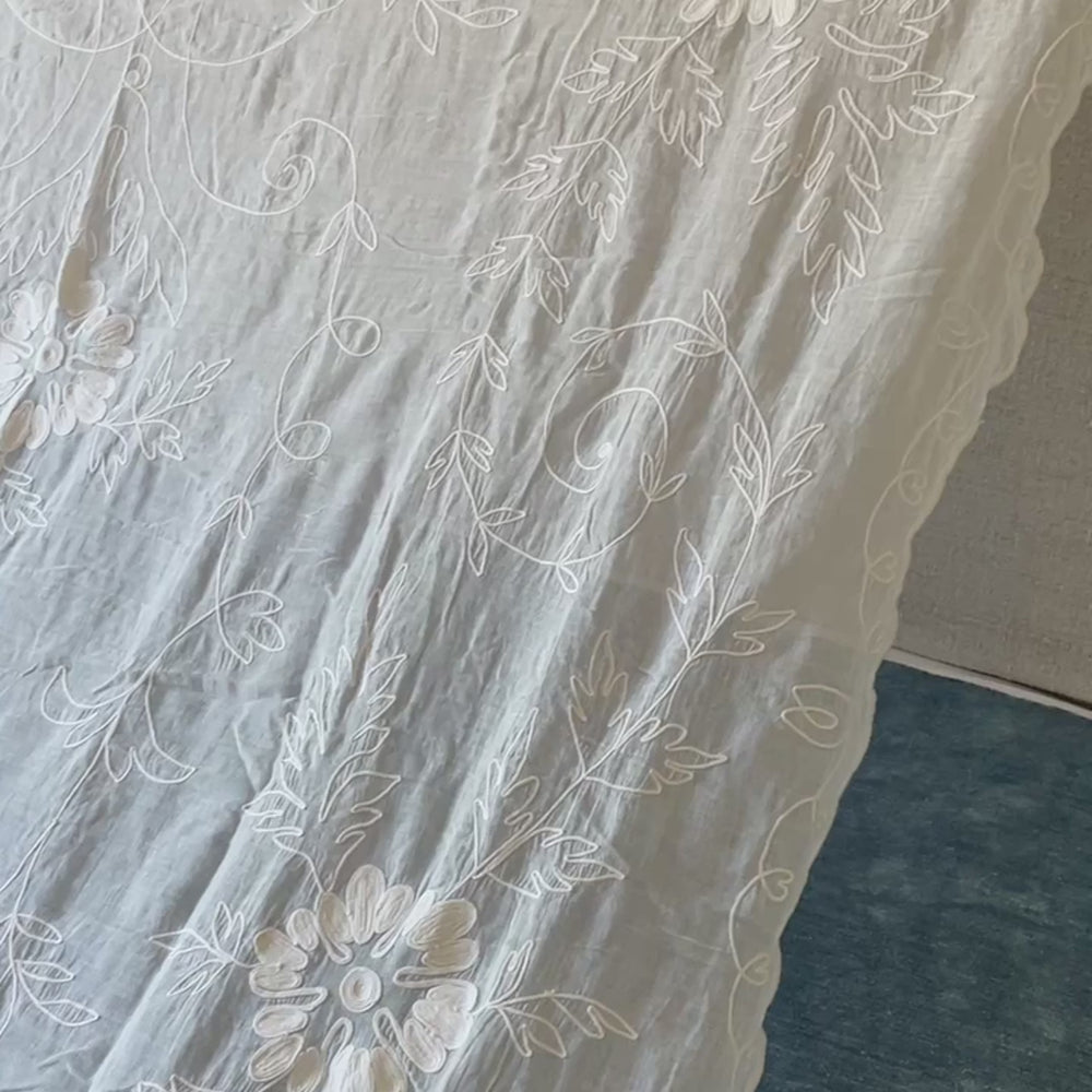
                  
                    Load and play video in Gallery viewer, Antique French Cornelys Single Curtain B
                  
                