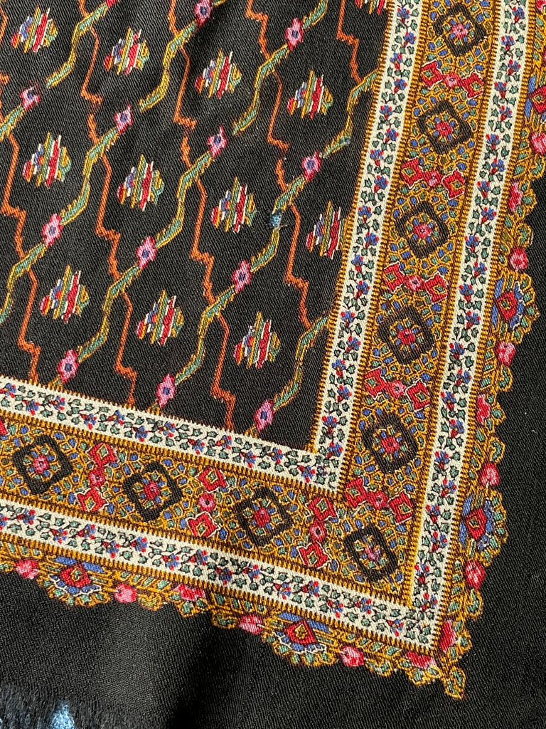 large black antique provencal shawl carre de nimes wool wall hanging decorative textiles 