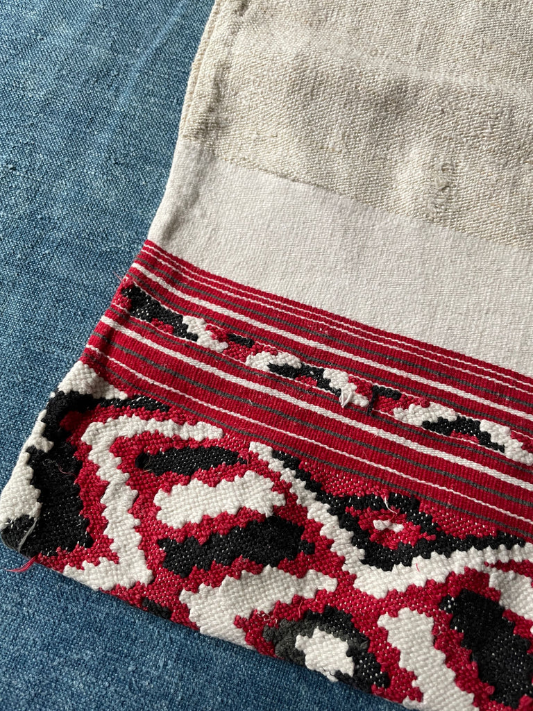 ikat design rustic hemp pillow cushion cover beige red black pattern bath mat rug folk textile