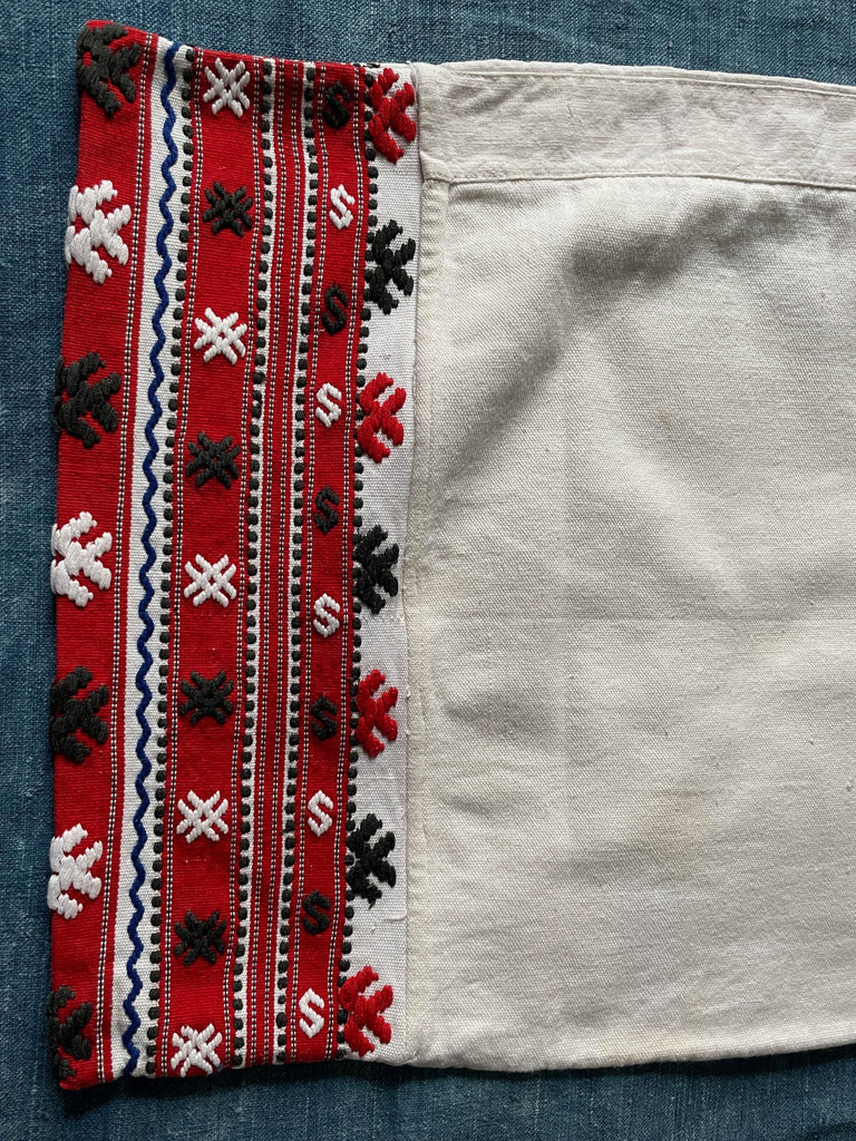 red white black rustic home loomed pillow cushion cover east europe folk textiles ukraine